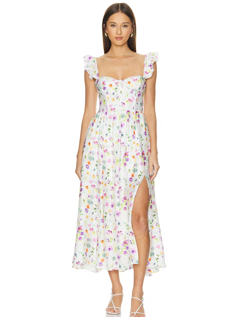 ASTR the Label Wedelia Dress Cream Purple Floral Color